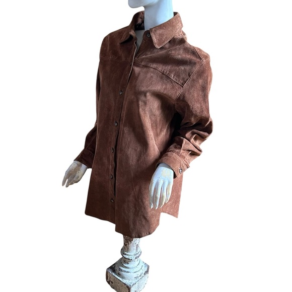 Charter Club leather suede boho chic bohemian long sleeve jacket M - Picture 3 of 6